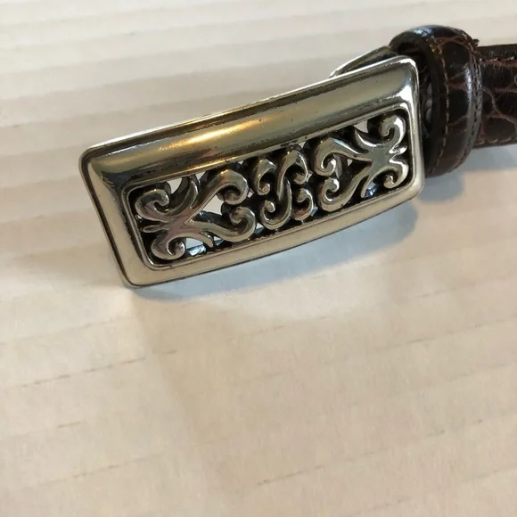 Brighton Croco Brown Leather Belt. Medium - Picture 9 of 11